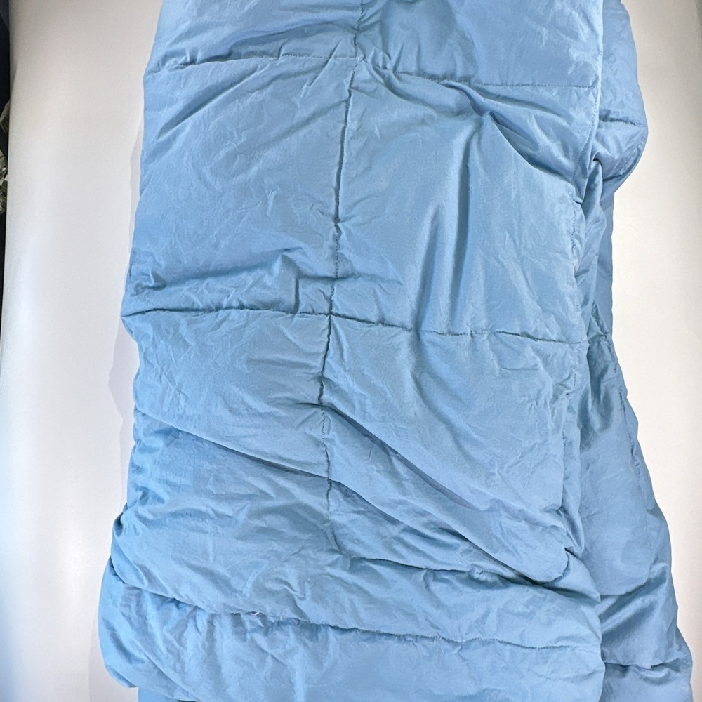 Pillowtex Goose Down Comforter Box Quilt Cotton Dusty Blue Queen - Picture 4 of 11